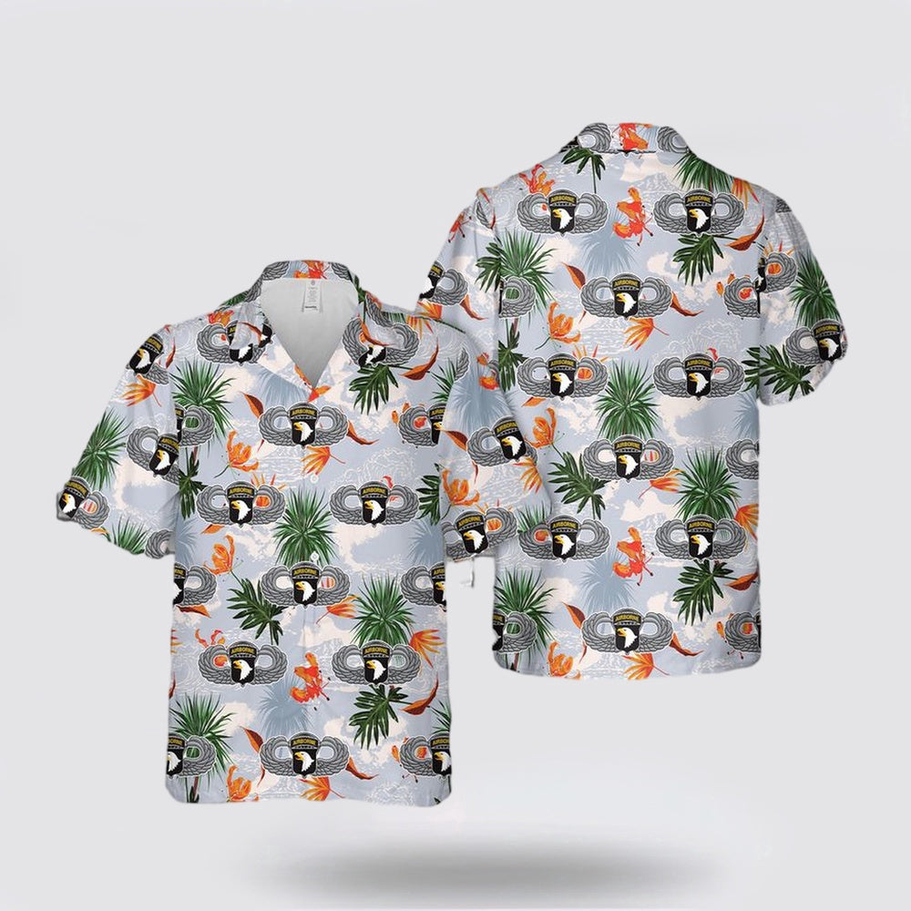 Army Hawaiian Shirt, US Army 101st Airborne Division Air Assault Screaming Eagles Jump Wings Hawaiian Shirt