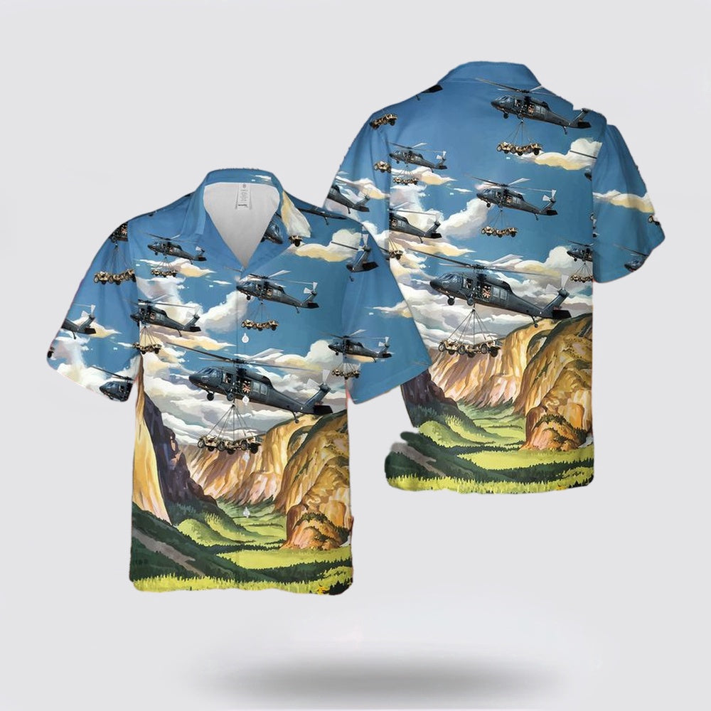 Army Hawaiian Shirt, US Army 101st Airborne Division Sikorsky UH-60 Black Hawk Hawaiian Shirt
