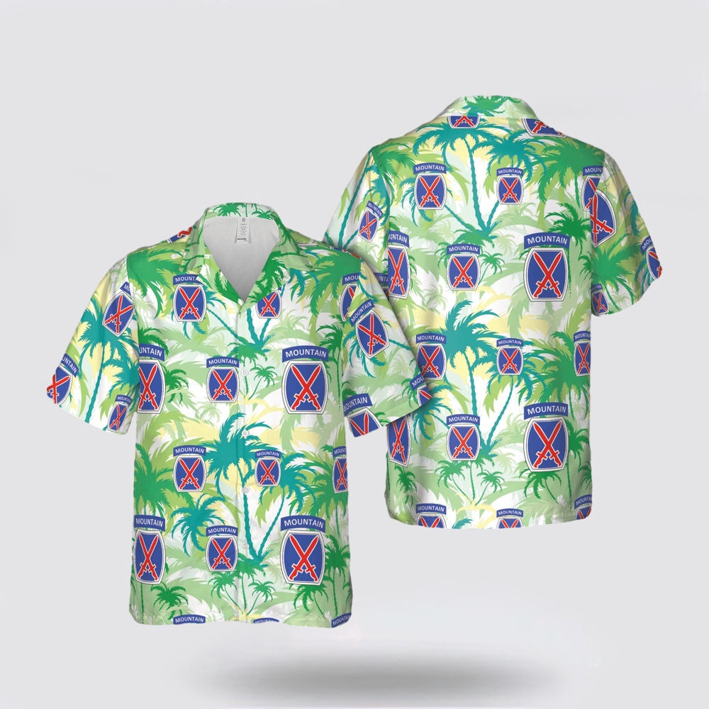Army Hawaiian Shirt, US Army 10th Mountain Division Hawaiian Shirt, Military Hawaiian Shirt
