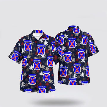 Army Hawaiian Shirt, US Army 10th Mountain Division (Light Infantry) Hawaiian Shirt, Military Hawaiian Shirt