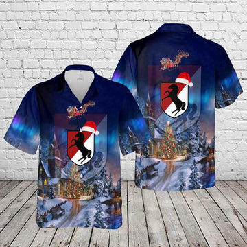 Army Hawaiian Shirt, US Army 11th Armored Cavalry Regiment 11th ACR Blackhorse Christmas Hawaiian Shirt, Military Hawaiian Shirt