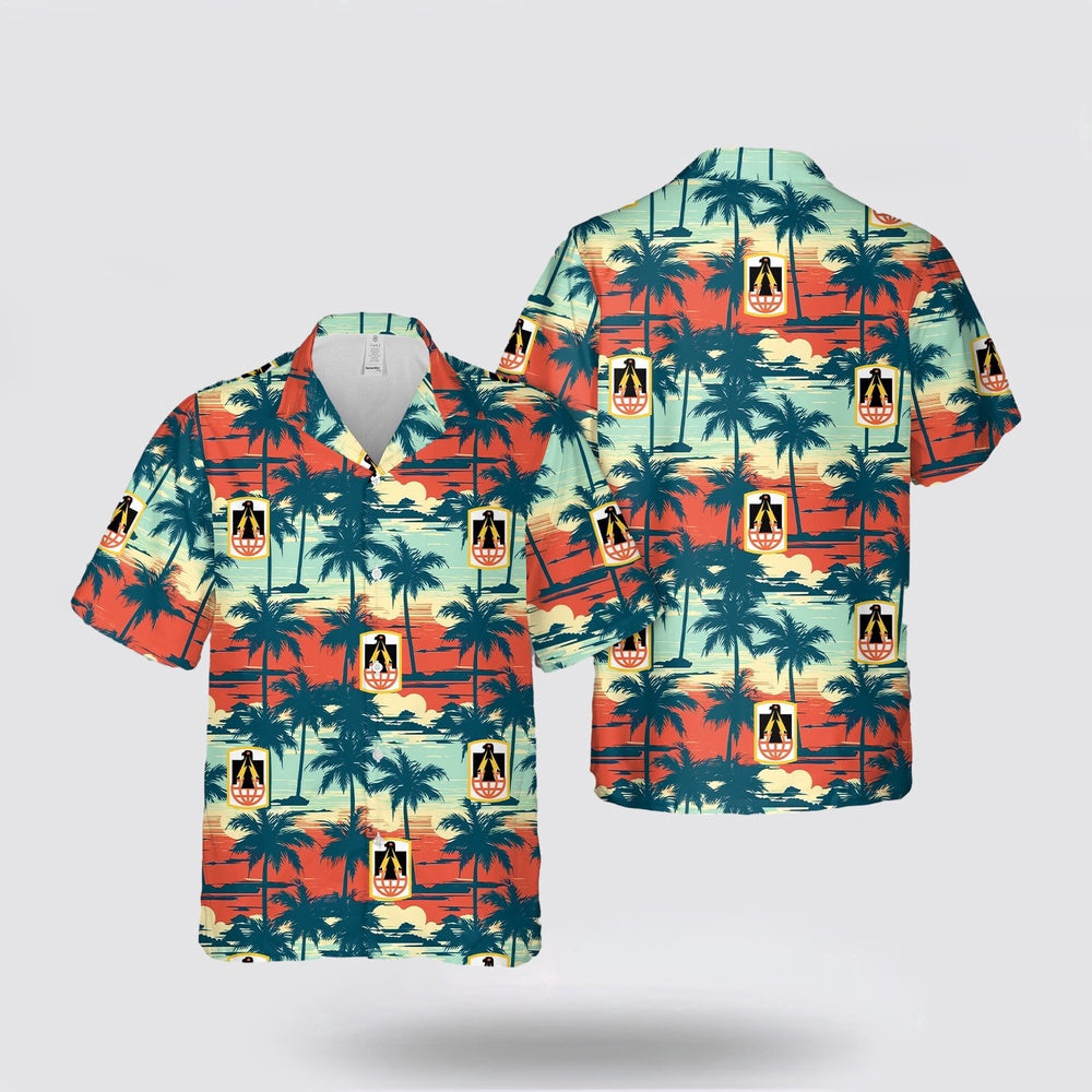 Army Hawaiian Shirt, US Army 11th Corps Signal Brigade (Desert Thunderbirds) Hawaiian Shirt, Military Hawaiian Shirt