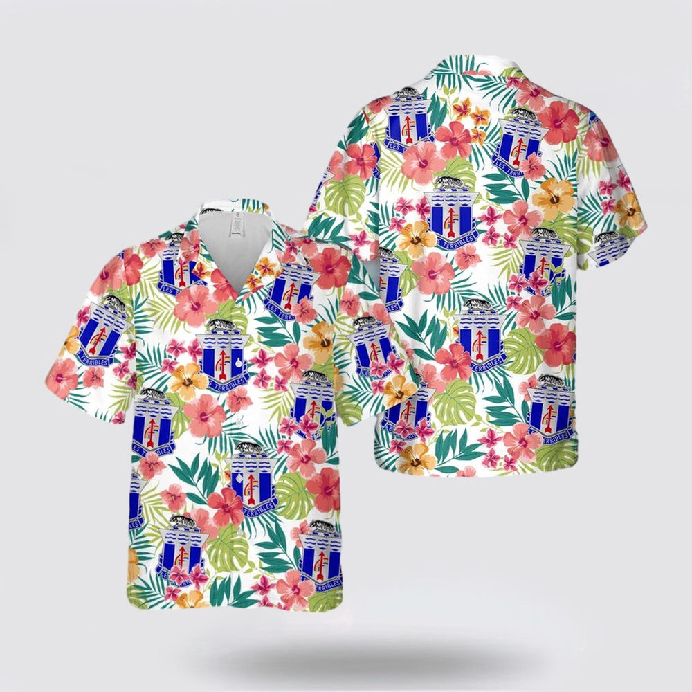 Army Hawaiian Shirt, US Army 127th Infantry Regiment Wisconsin Army National Guard Hawaiian Shirt, Military Hawaiian Shirt
