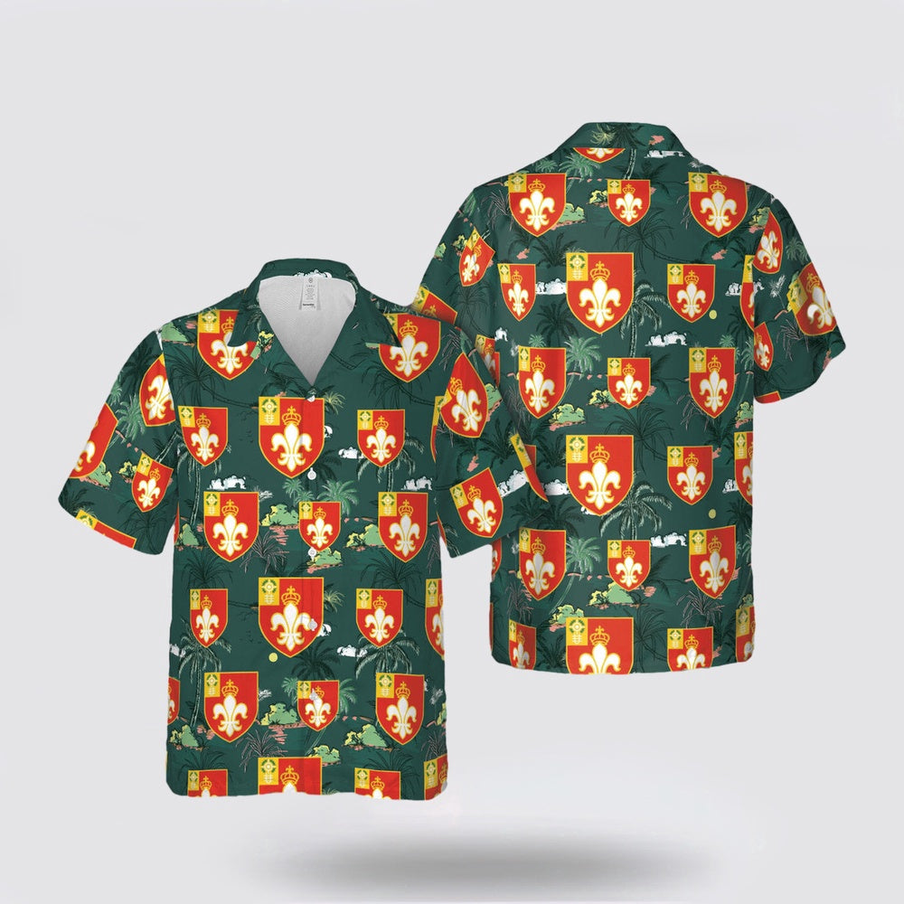 Army Hawaiian Shirt, US Army 12th Field Artillery Regiment Unit Crest Hawaiian Shirt, Military Hawaiian Shirt