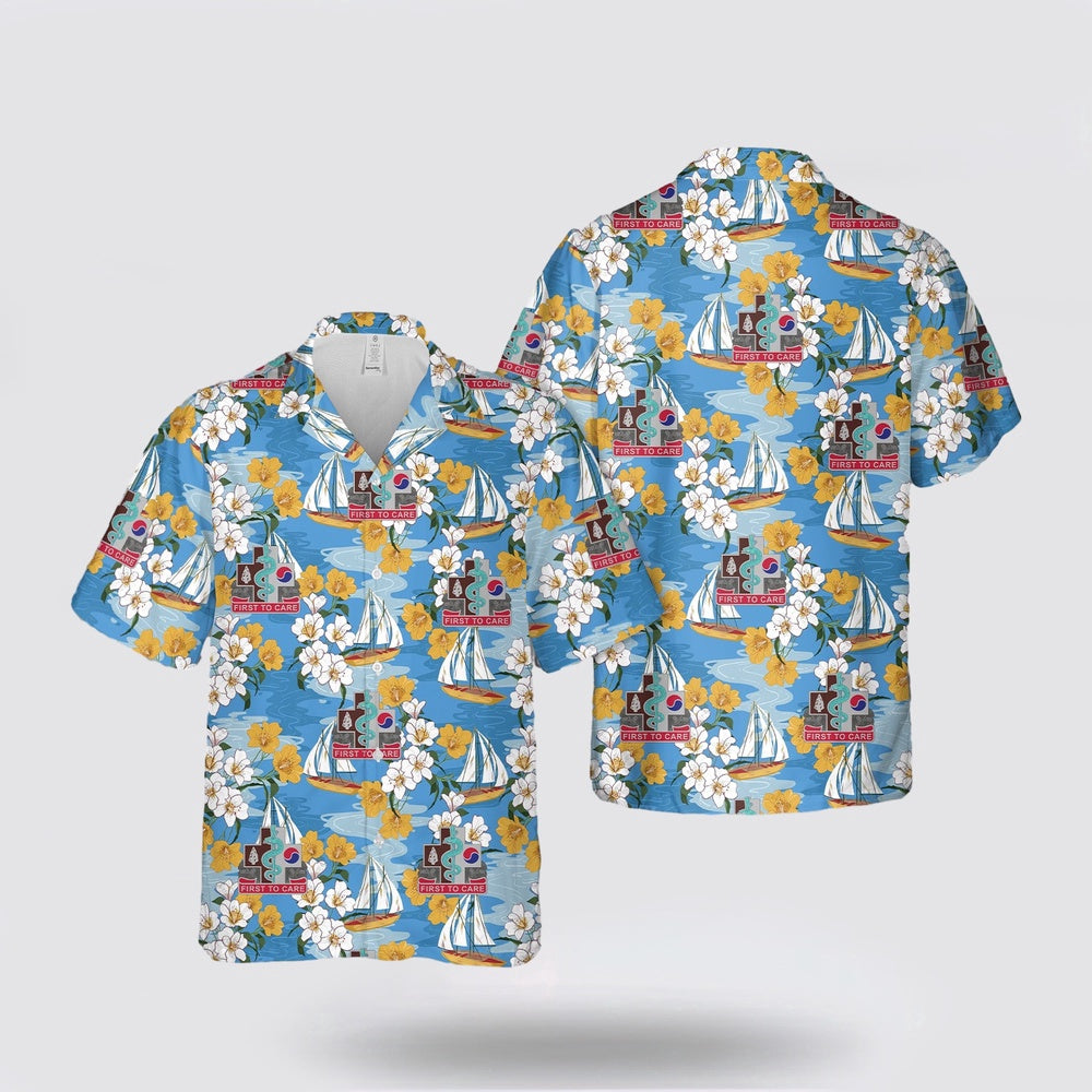 Army Hawaiian Shirt, US Army 14th Field Hospital Hawaiian Shirt, Military Hawaiian Shirt