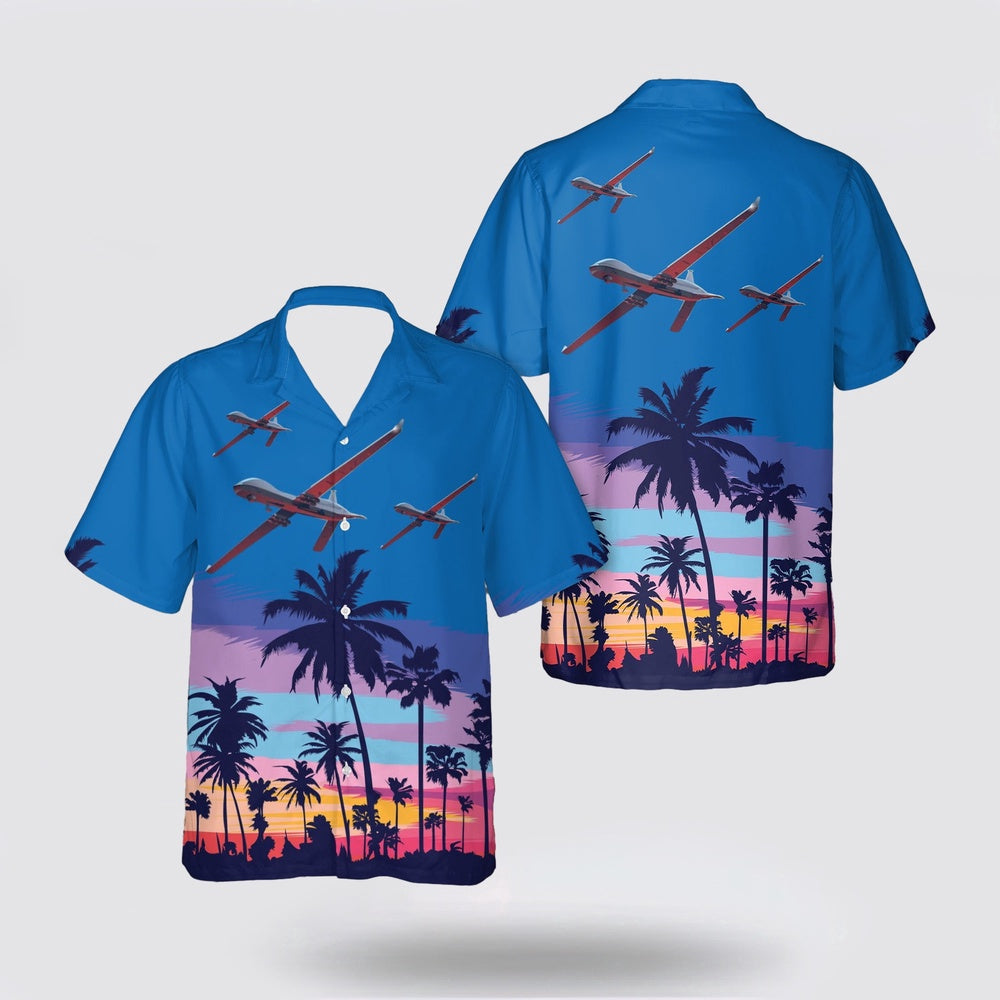 Army Hawaiian Shirt, US Army 160th Special Operations Aviation Regiment (Airborne) MQ-1C Gray Eagle Hawaiian Shirt