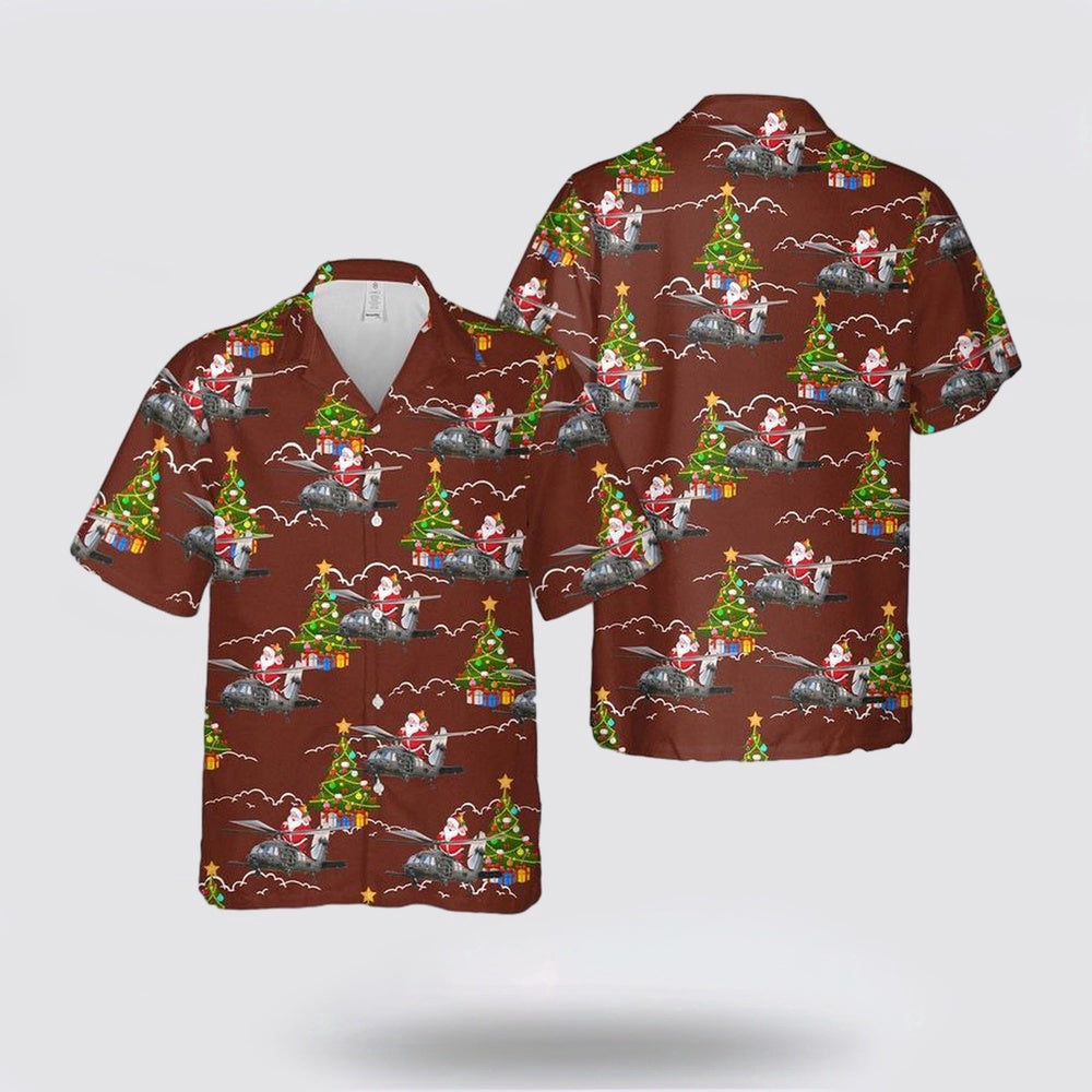 Army Hawaiian Shirt, US Army 160th Special Operations Aviation Regiment MH-60M Blackhawk Christmas Hawaiian Shirt