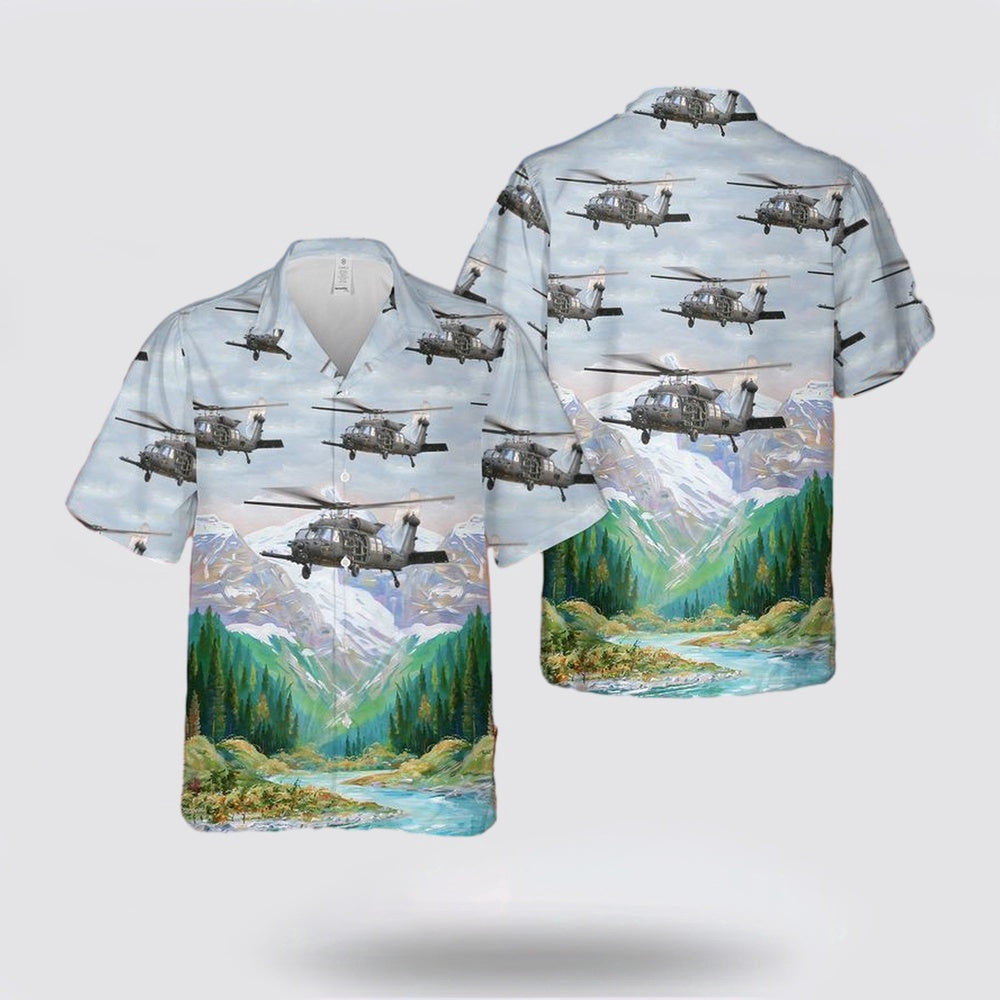 Army Hawaiian Shirt, US Army 160th Special Operations Aviation Regiment MH-60M Blackhawk Hawaiian Shirt