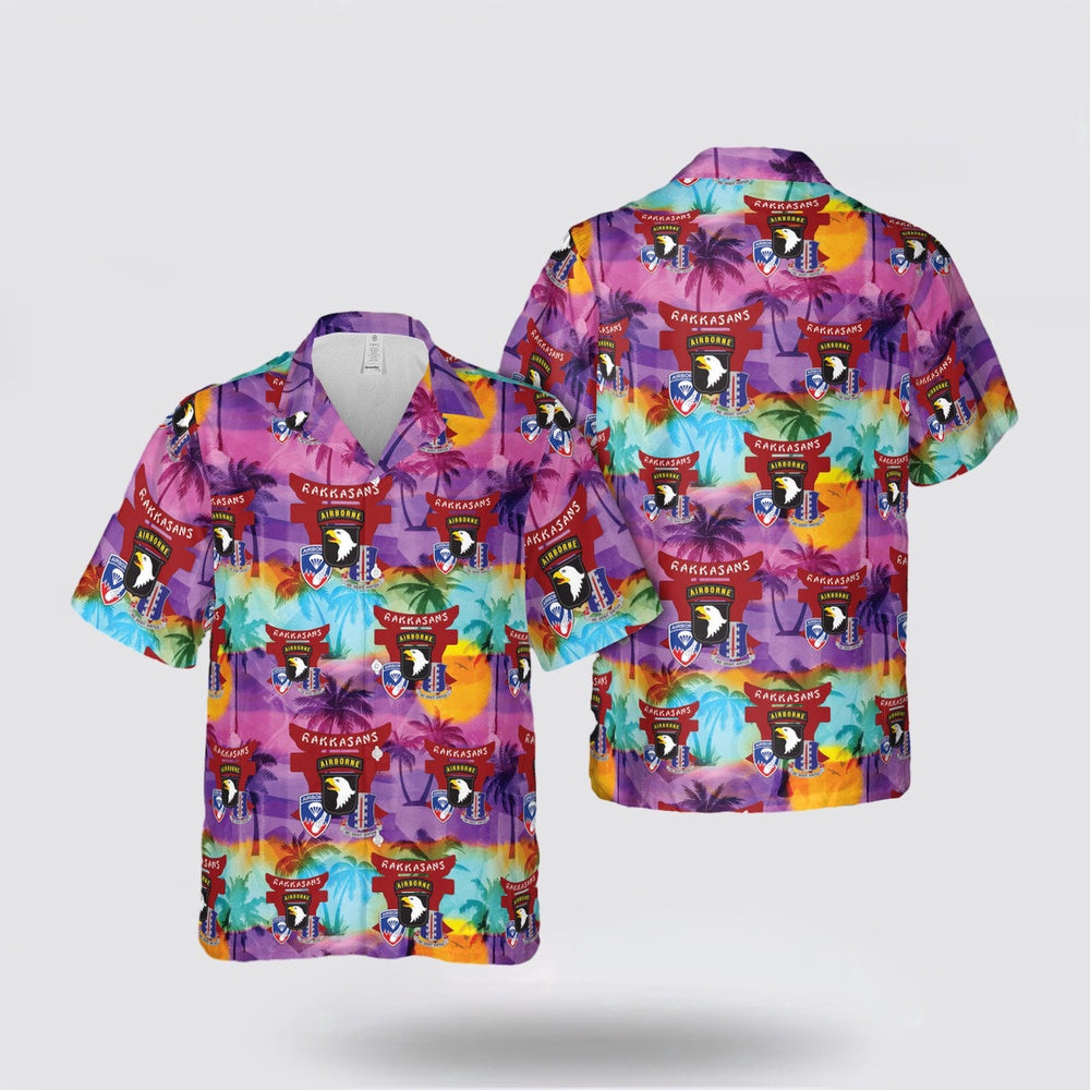 Army Hawaiian Shirt, US Army 187th Infantry Regiment Rakkasans 101st Airborne Division Hawaiian Shirt, Military Hawaiian Shirt