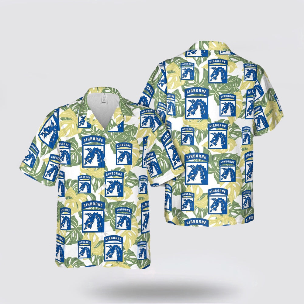Army Hawaiian Shirt, US Army 18th Airborne Corps Sky Dragons Hawaiian Shirt, Military Hawaiian Shirt
