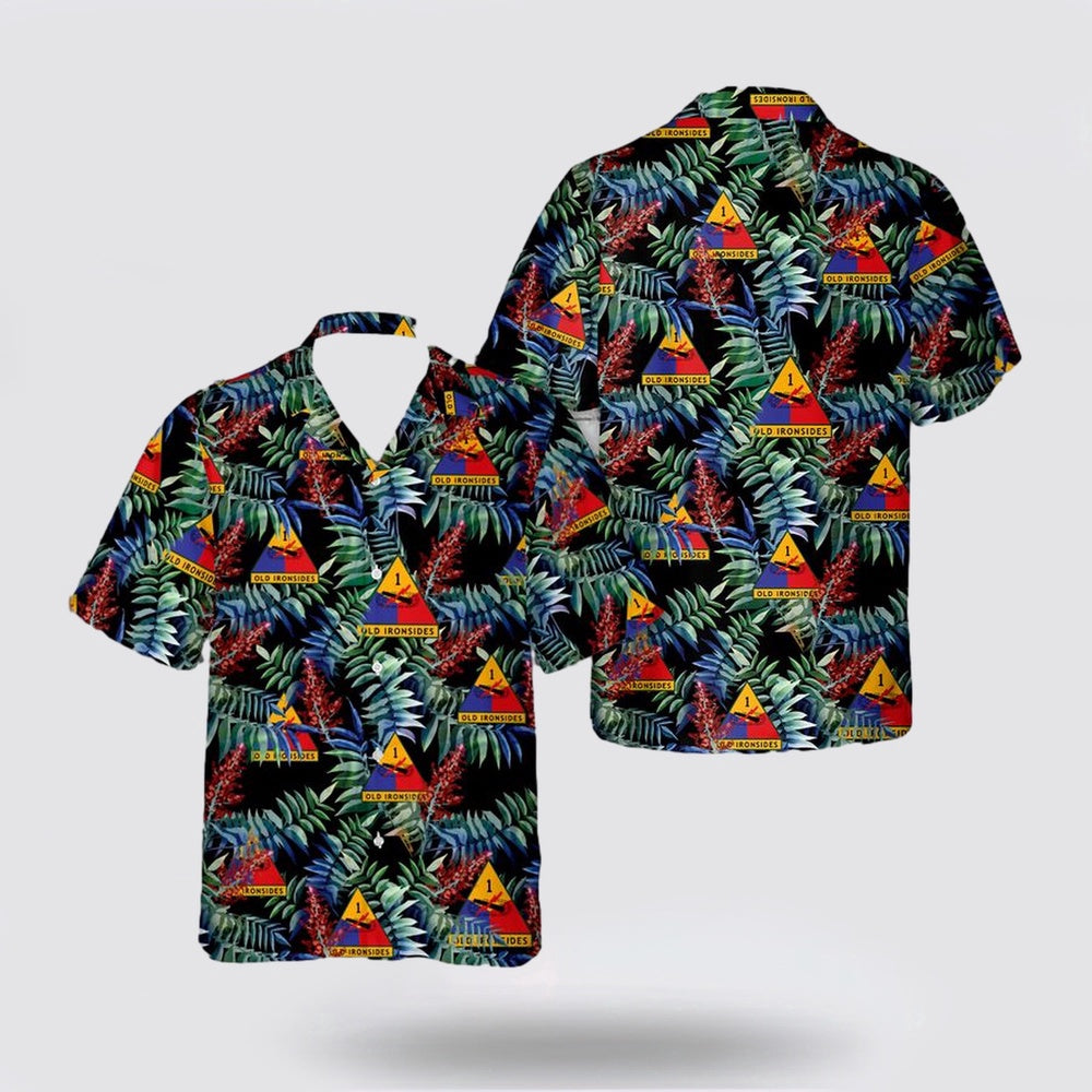 Army Hawaiian Shirt, US Army 1st Armored Division Old Ironsides Hawaiian Shirt, Military Hawaiian Shirt