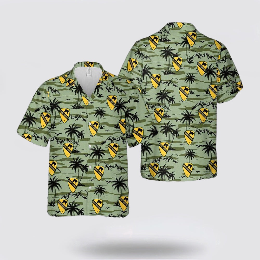 Army Hawaiian Shirt, US Army 1st Brigade Combat Team, 1st Cavalry Division IRONHORSE Hawaiian Shirt, Military Hawaiian Shirt