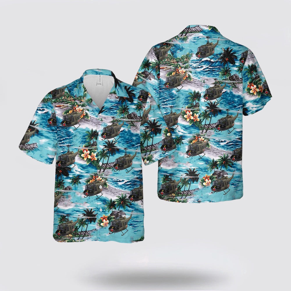 Army Hawaiian Shirt, US Army 1st Calvary Medevac UH-1H Hawaiian Shirt, Military Hawaiian Shirt