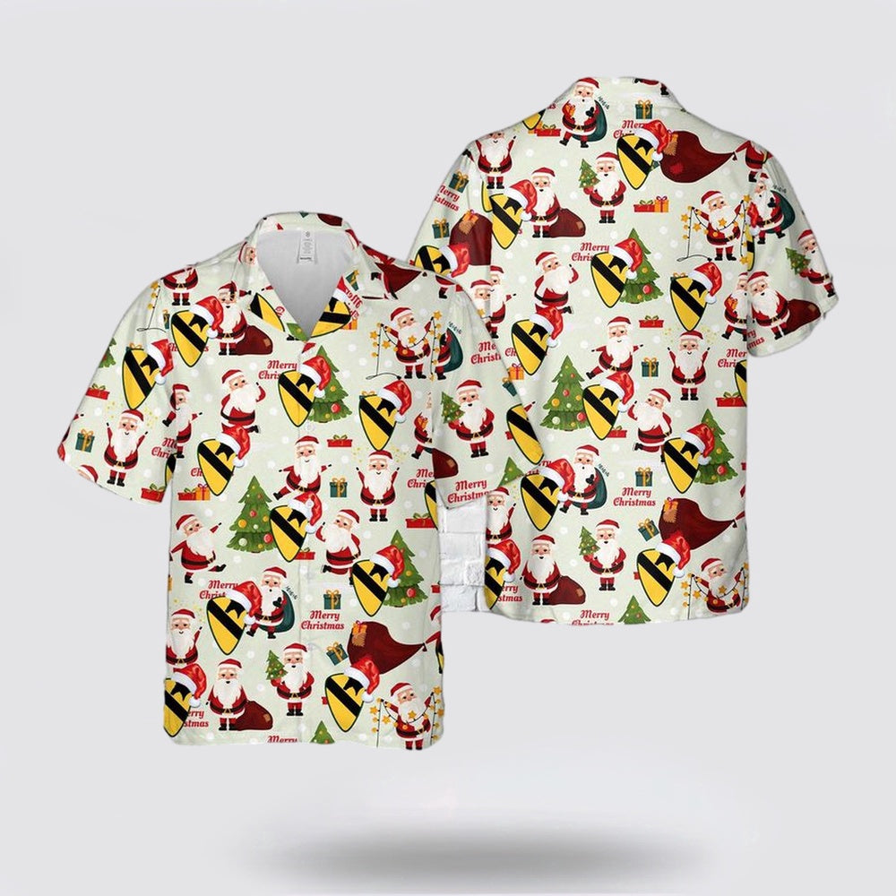 Army Hawaiian Shirt, US Army 1st Cavalry Division Sustainment Brigade Christmas Hawaiian Shirt, Military Hawaiian Shirt