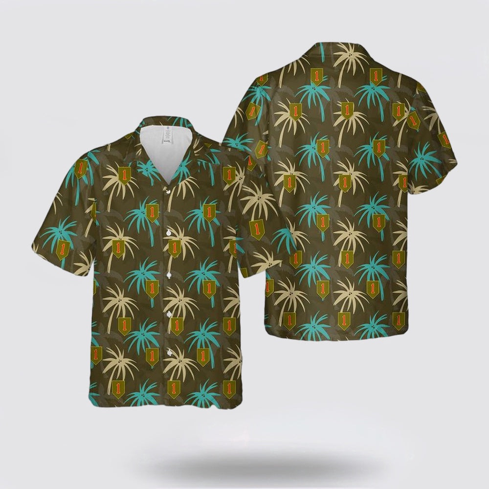 Army Hawaiian Shirt, US Army 1st Infantry Division Sustainment Brigade Hawaiian Shirt, Military Hawaiian Shirt