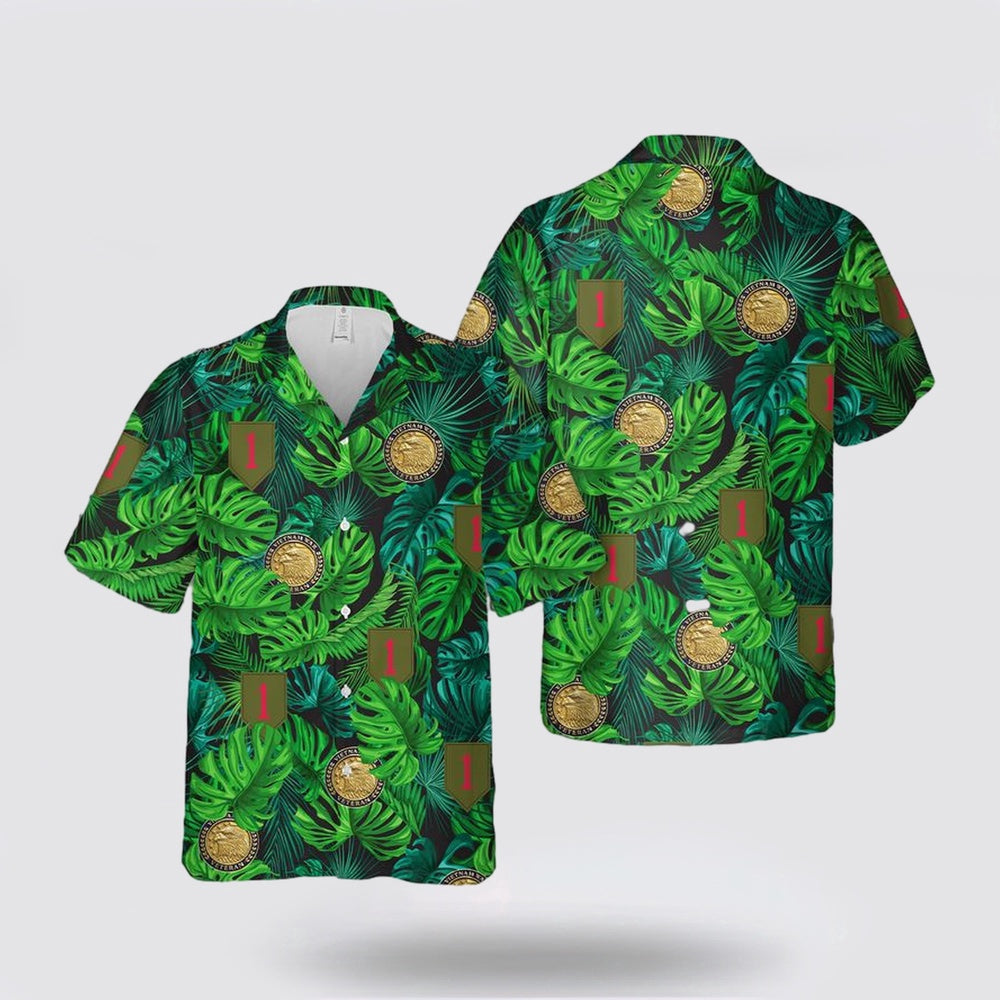 Army Hawaiian Shirt, US Army 1st Infantry Division (United States) The Big Red One Hawaiian Shirt, Military Hawaiian Shirt
