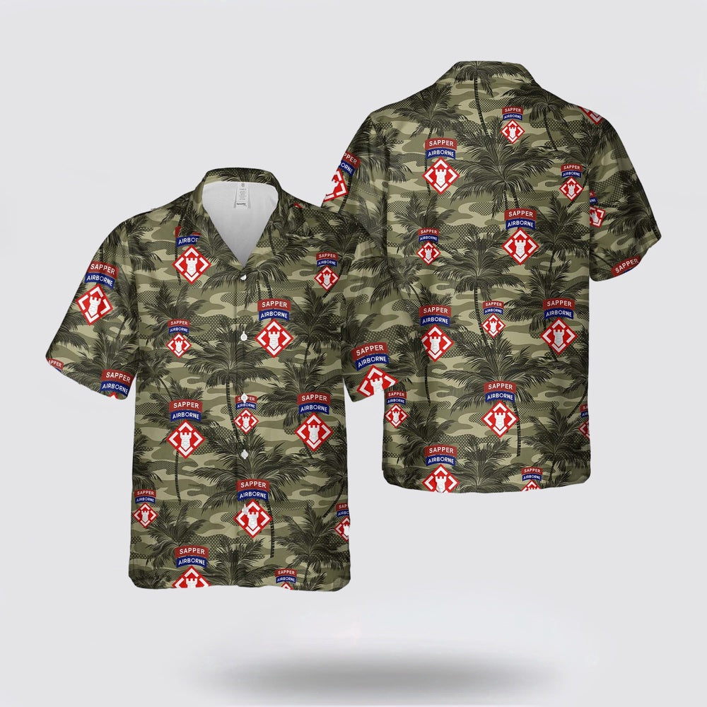 Army Hawaiian Shirt, US Army 20th Engineer Brigade-Airborne Sapper Hawaiian Shirt, Military Hawaiian Shirt