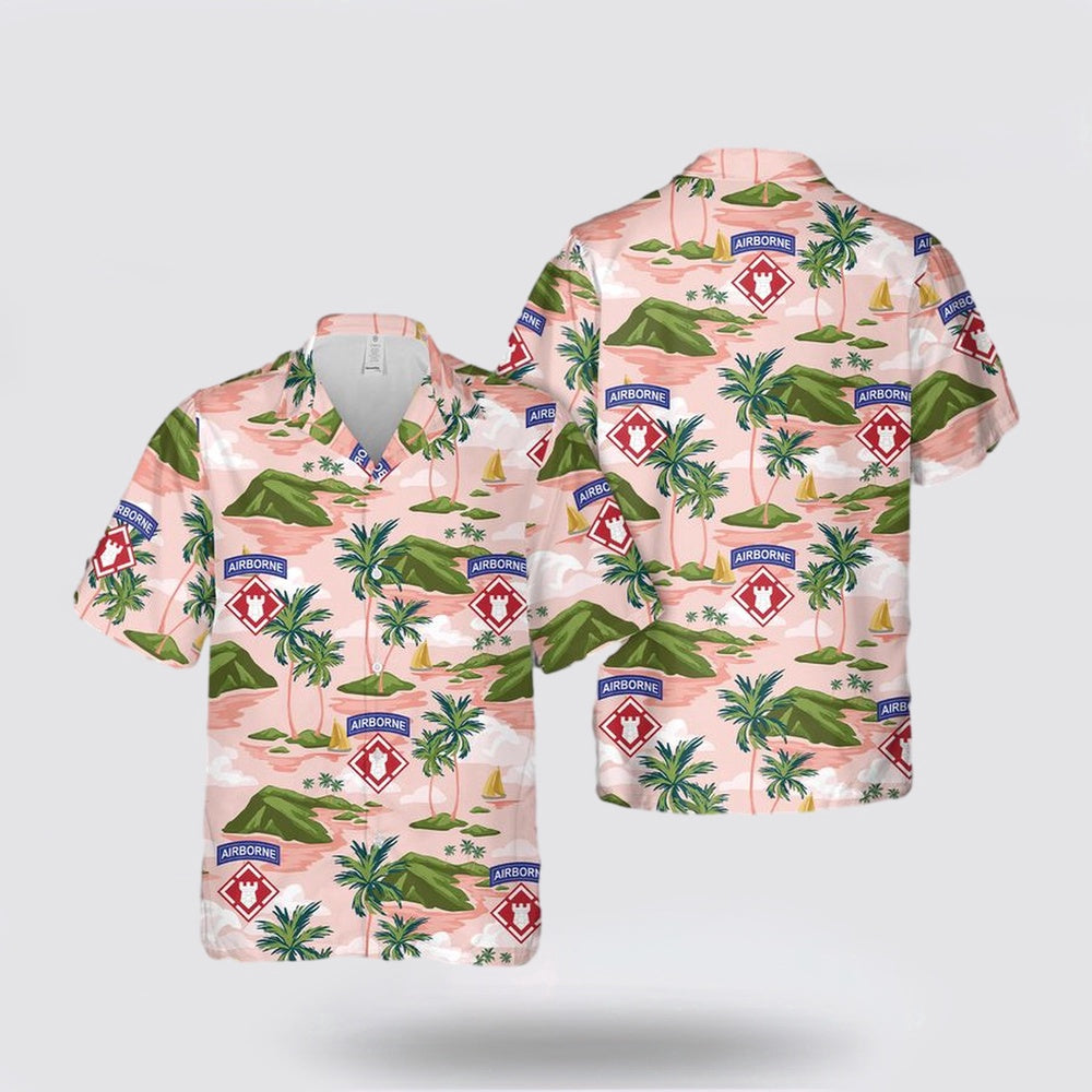 Army Hawaiian Shirt, US Army 20th Engineer Brigade Airborne Hawaiian Shirt, Military Hawaiian Shirt