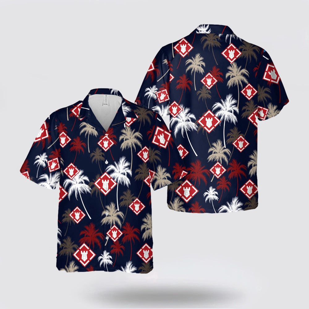 Army Hawaiian Shirt, US Army 20th Engineer Brigade Hawaiian Shirt, Military Hawaiian Shirt