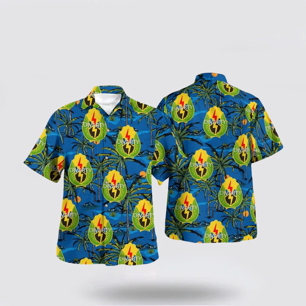 Army Hawaiian Shirt, US Army 25th Infantry Division Artillery Hawaiian Shirt, Military Hawaiian Shirt