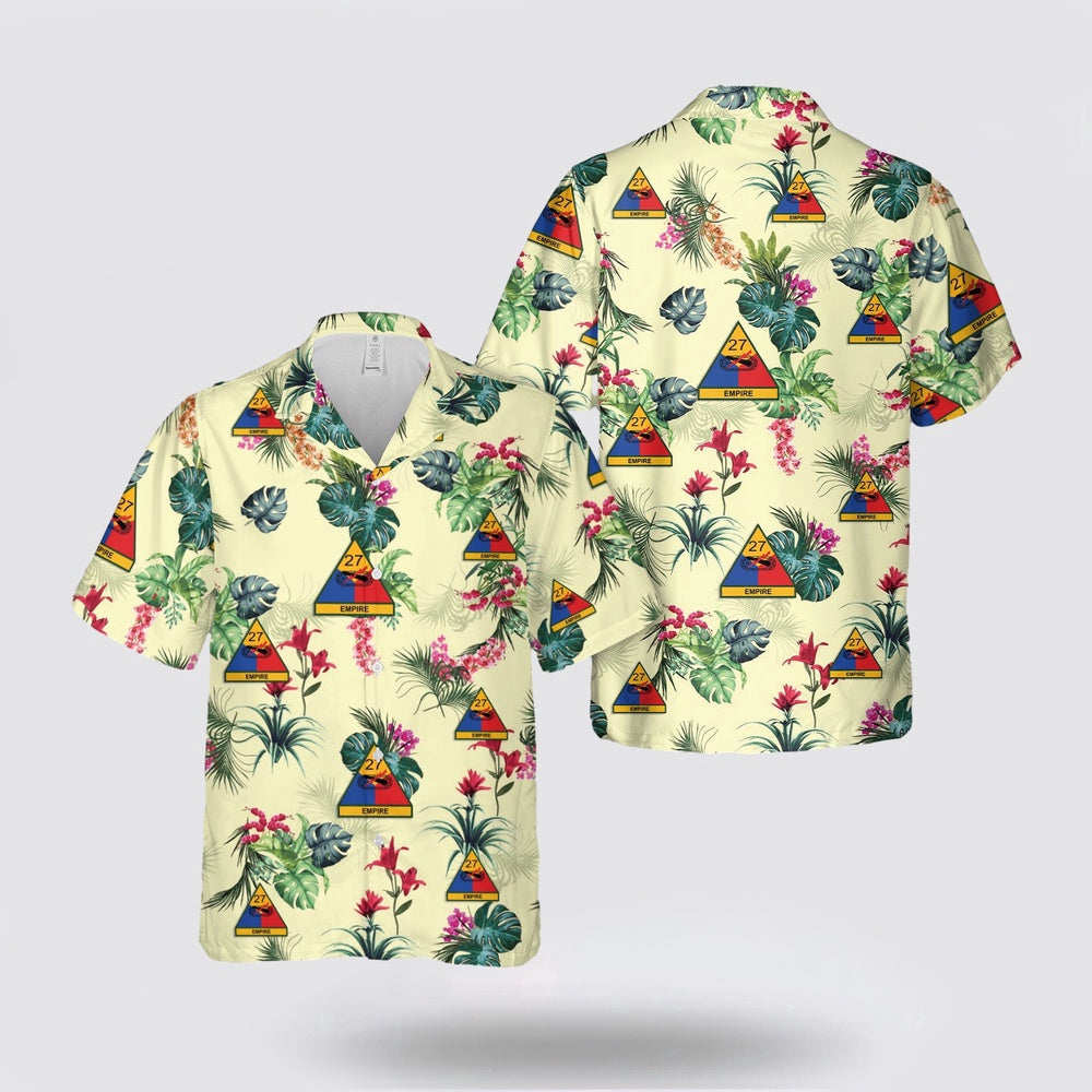 Army Hawaiian Shirt, US Army 27th Armored Division (27th AD) Hawaiian Shirt, Military Hawaiian Shirt