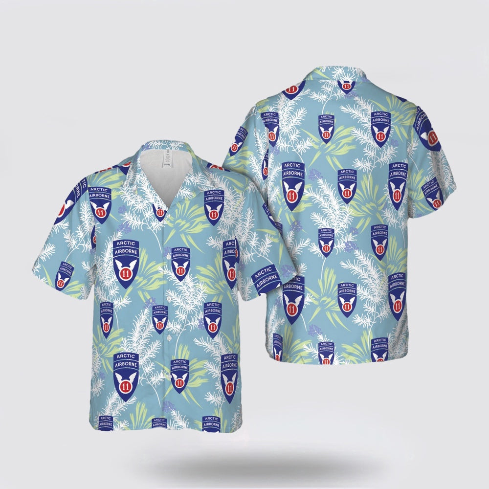 Army Hawaiian Shirt, US Army 2nd Infantry Brigade Combat Team (Airborne), 11th Airborne Division Hawaiian Shirt, Military Hawaiian Shirt
