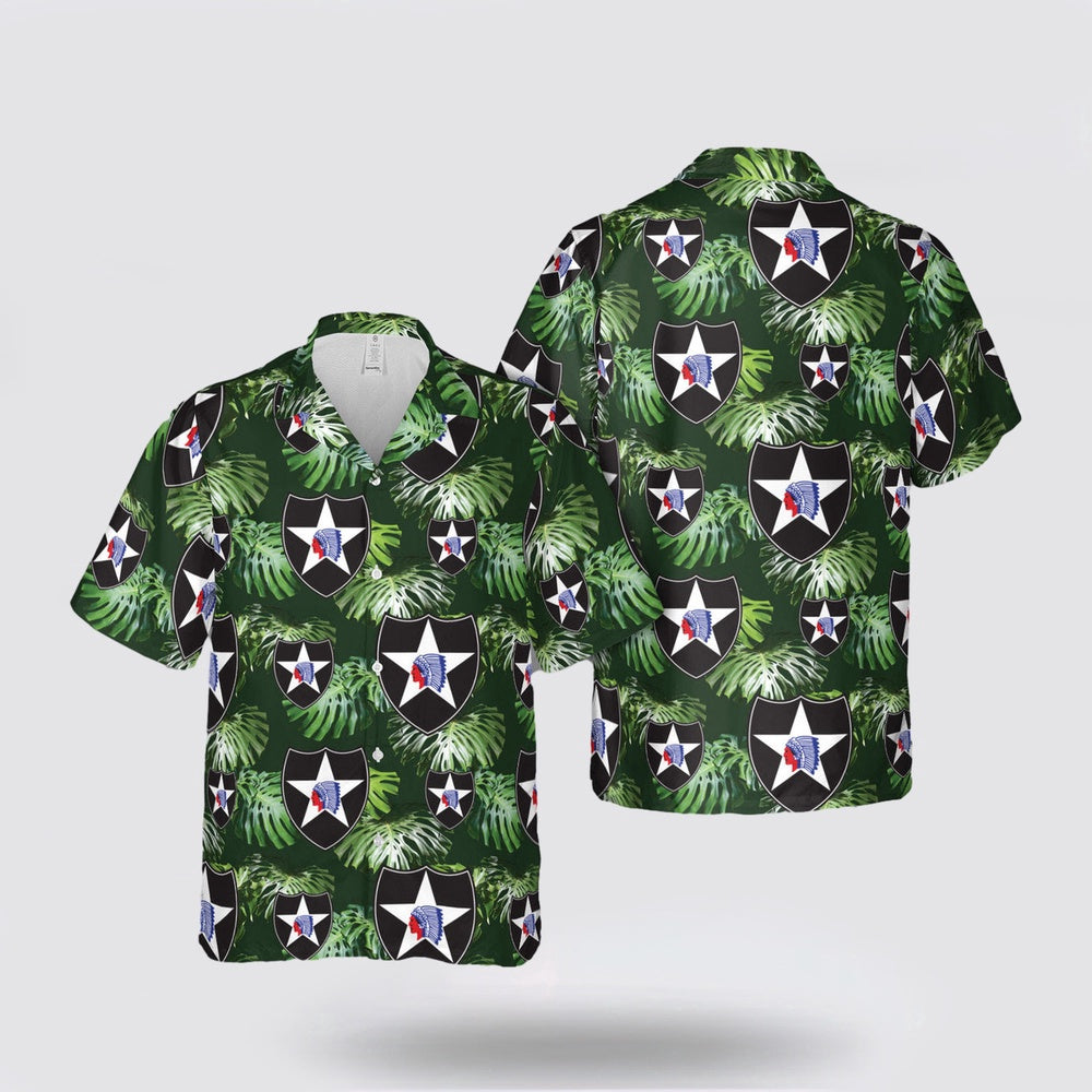 Army Hawaiian Shirt, US Army 2nd Infantry Division Hawaiian Shirt, Military Hawaiian Shirt