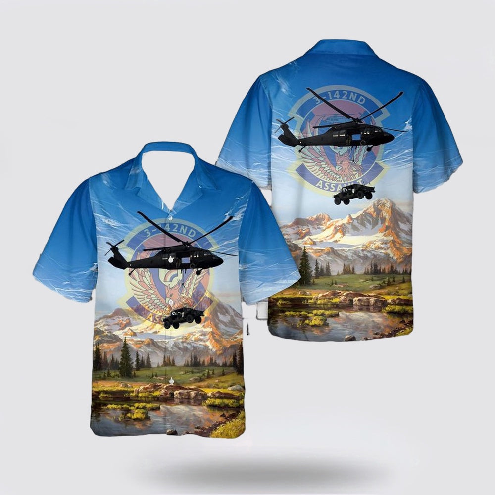 Army Hawaiian Shirt, US Army 3-142nd Assault Helicopter Battalion Hawaiian Shirt, Military Hawaiian Shirt