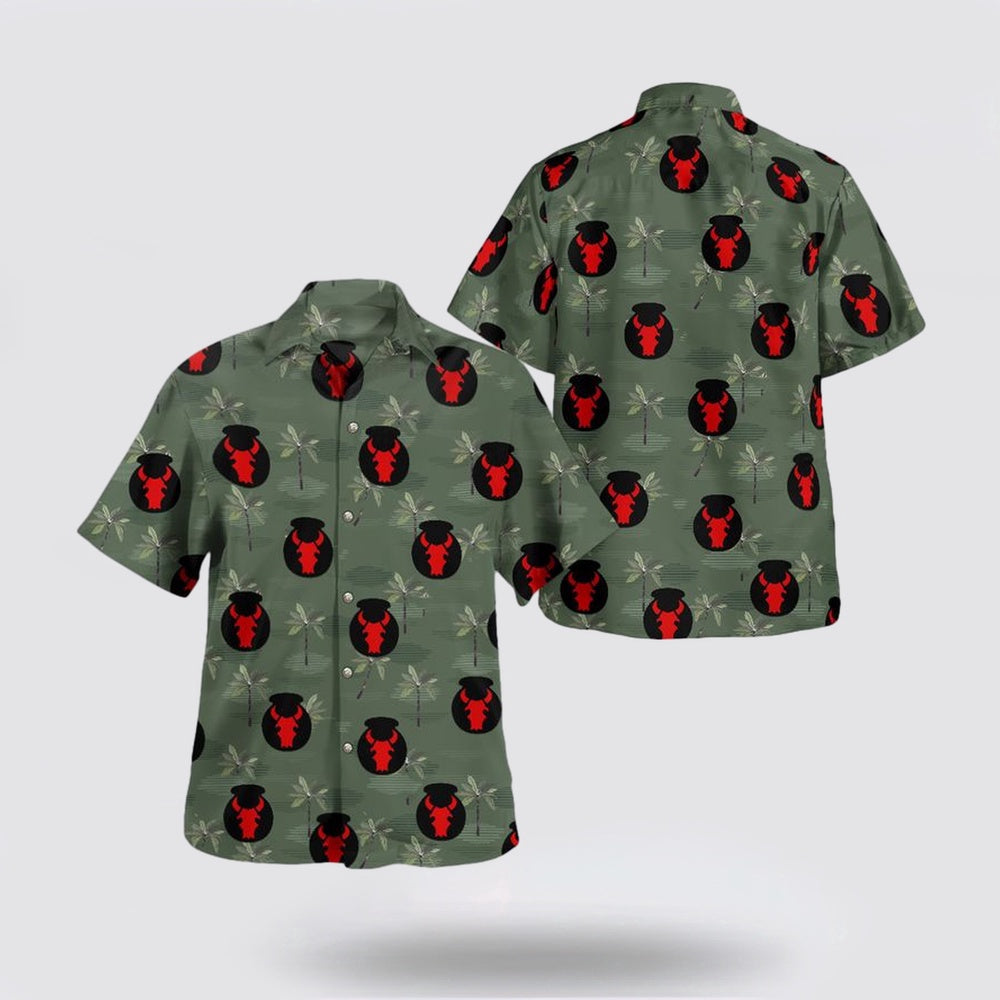Army Hawaiian Shirt, US Army 34th Infantry Division Red Bull Hawaiian Shirt, Military Hawaiian Shirt