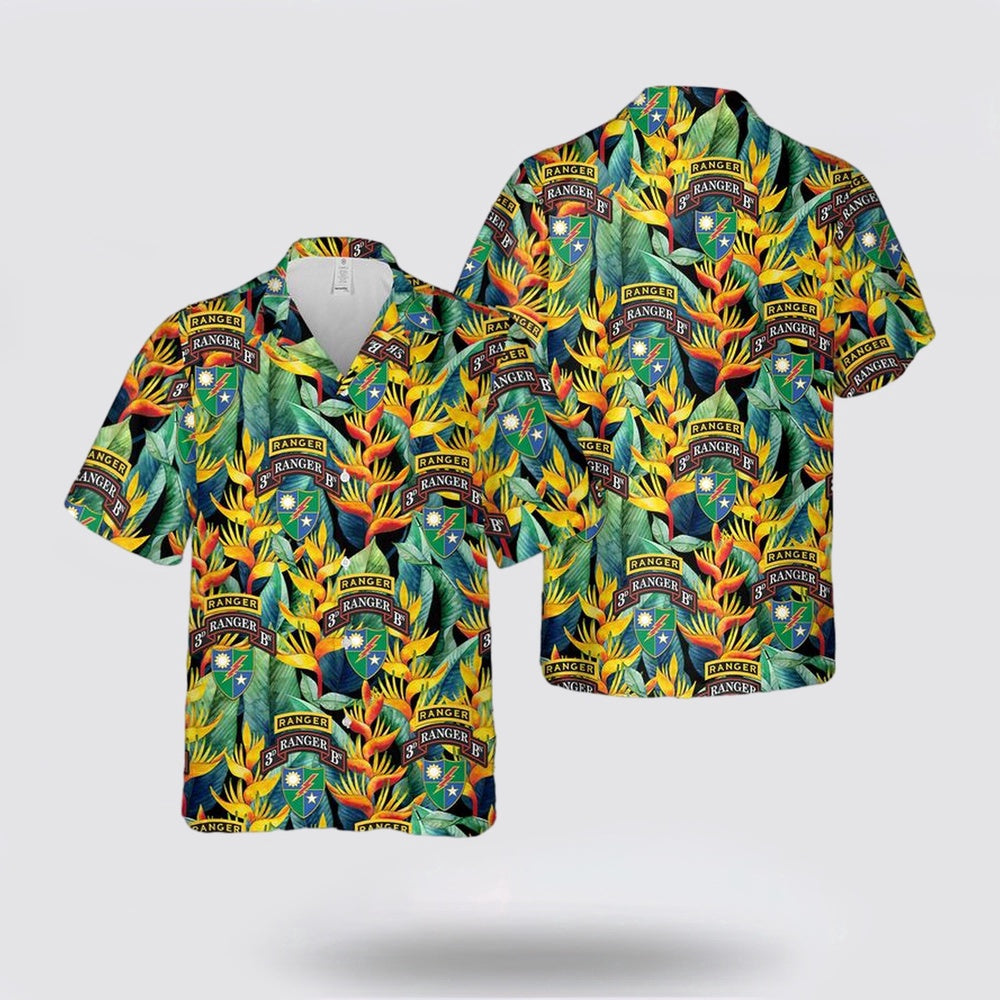 Army Hawaiian Shirt, US Army 375th Ranger Battalion Hawaiian Shirt, Military Hawaiian Shirt