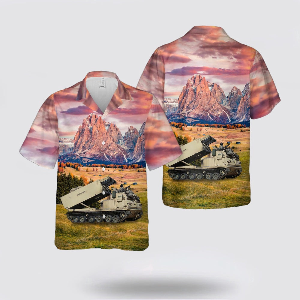 Army Hawaiian Shirt, US Army 3rd Battalion, 13th Field Artillery Regiment Of 75th Field Artillery Brigade M270A1 Multiple Launch Rocket System Hawaiian Shirt