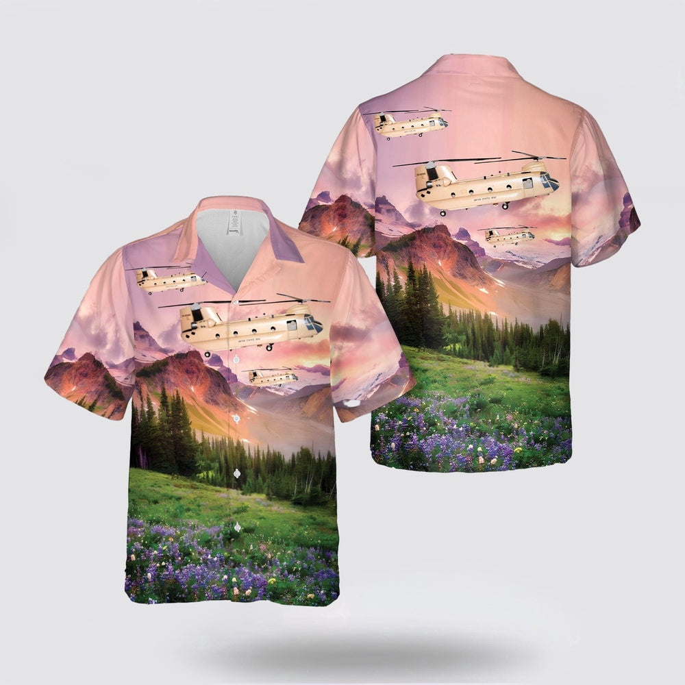 Army Hawaiian Shirt, US Army 4th Batt, 123rd Reg, Sugar Bears North CH-47 Hawaiian Shirt, Military Hawaiian Shirt
