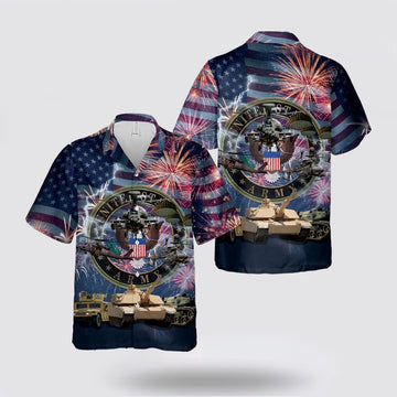 Army Hawaiian Shirt, US Army 4th Of July Hawaiian Shirt, Military Hawaiian Shirt