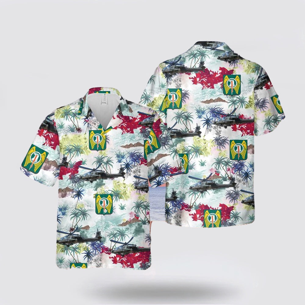 Army Hawaiian Shirt, US Army 501st Aviation Regiment (United States) AH-64D Apache Hawaiian Shirt, Military Hawaiian Shirt