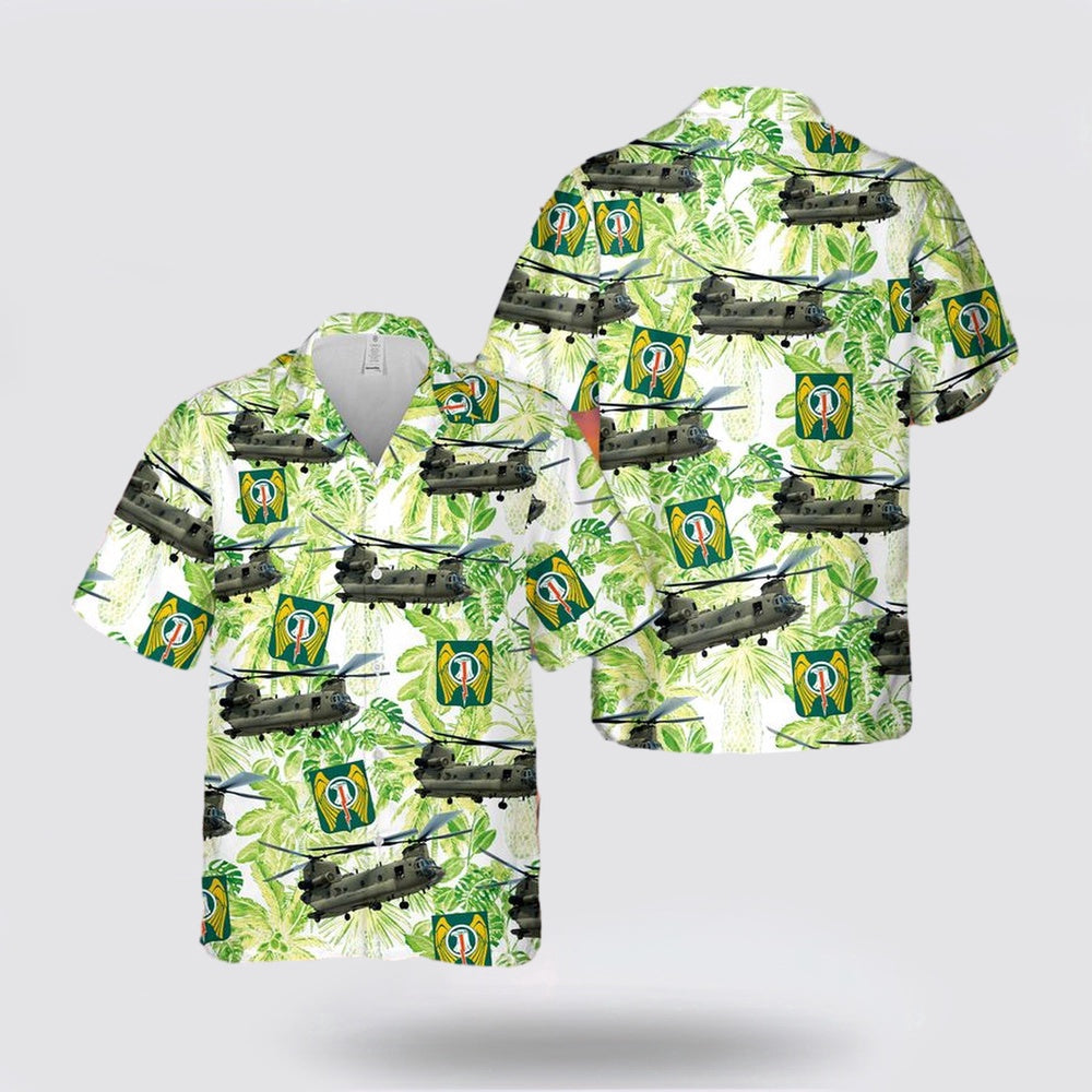 Army Hawaiian Shirt, US Army 501st Aviation Regiment (United States) CH-47F Chinook Hawaiian Shirt, Military Hawaiian Shirt