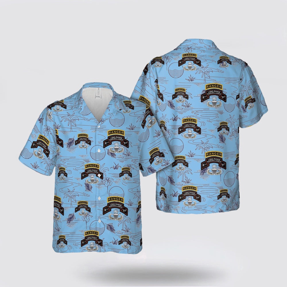 Army Hawaiian Shirt, US Army 51st Infantry Regiment (Long Range Surveillance Company) Jumpmaster Hawaiian Shirt, Military Hawaiian Shirt