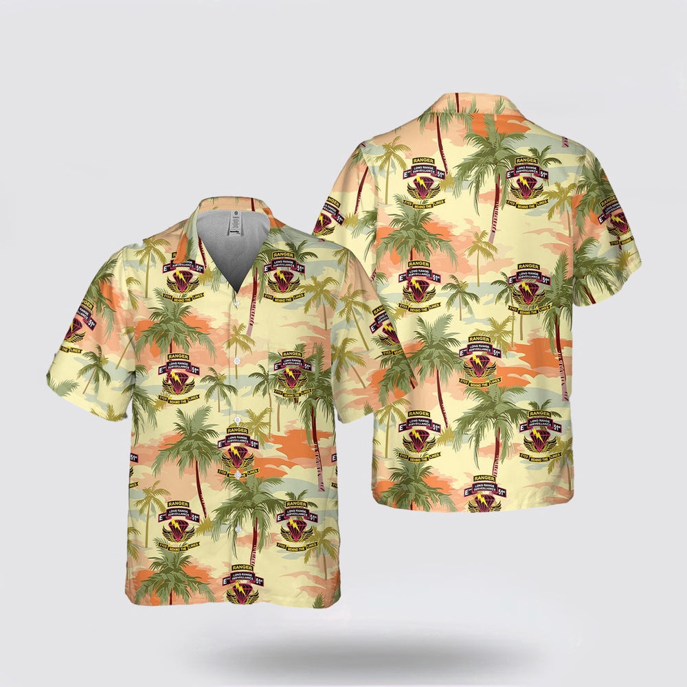 Army Hawaiian Shirt, US Army 51st Infantry Regiment (Long Range Surveillance Company) Pocket Hawaiian Shirt, Military Hawaiian Shirt