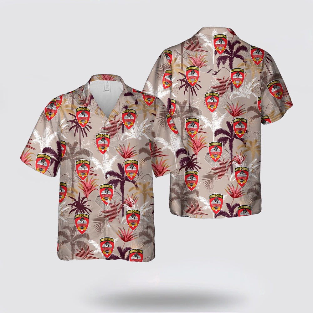 Army Hawaiian Shirt, US Army 555th Parachute Infantry Battalion Hawaiian Shirt, Military Hawaiian Shirt