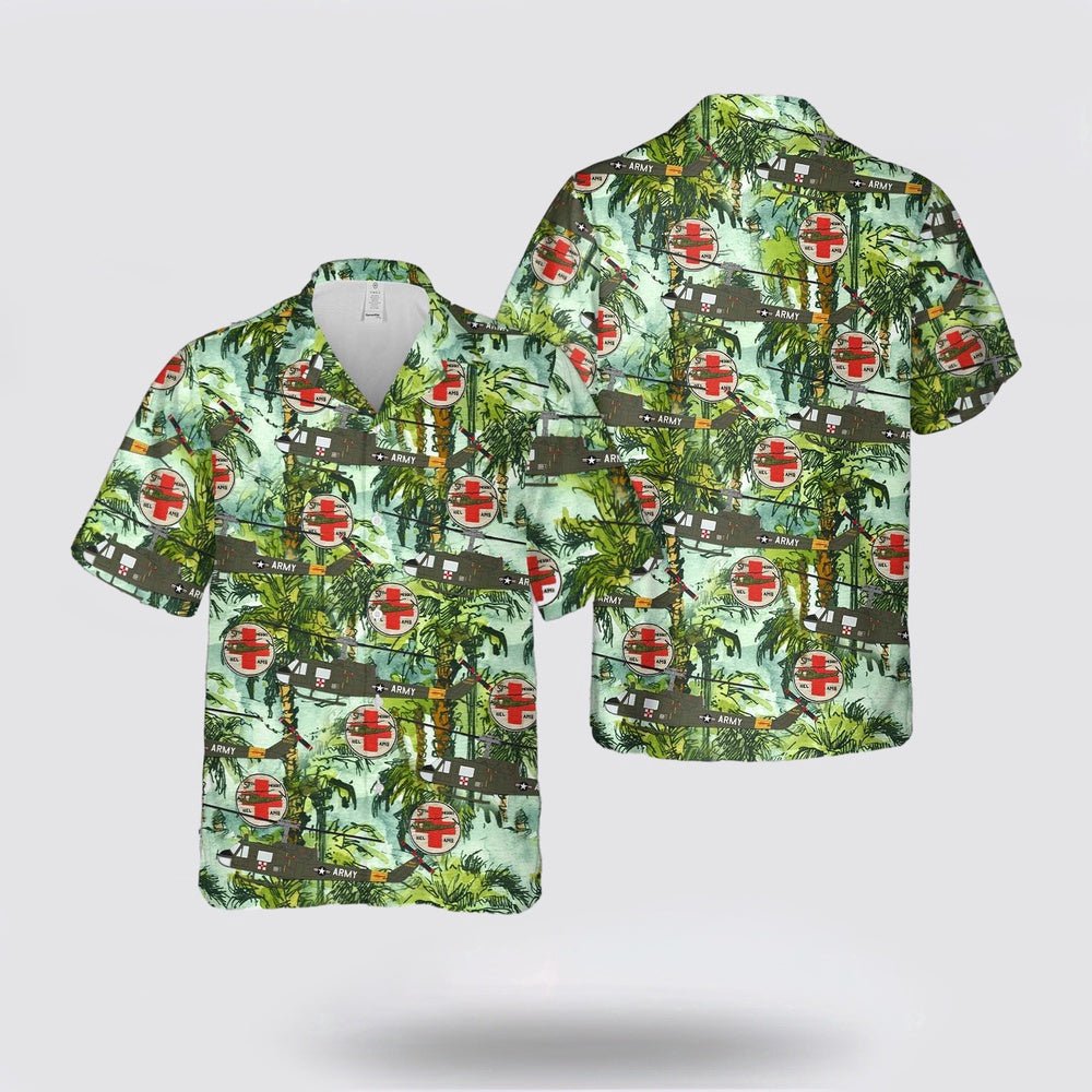 Army Hawaiian Shirt, US Army 57th Medical Detachment UH-1B Iroquois Hawaiian Shirt, Military Hawaiian Shirt