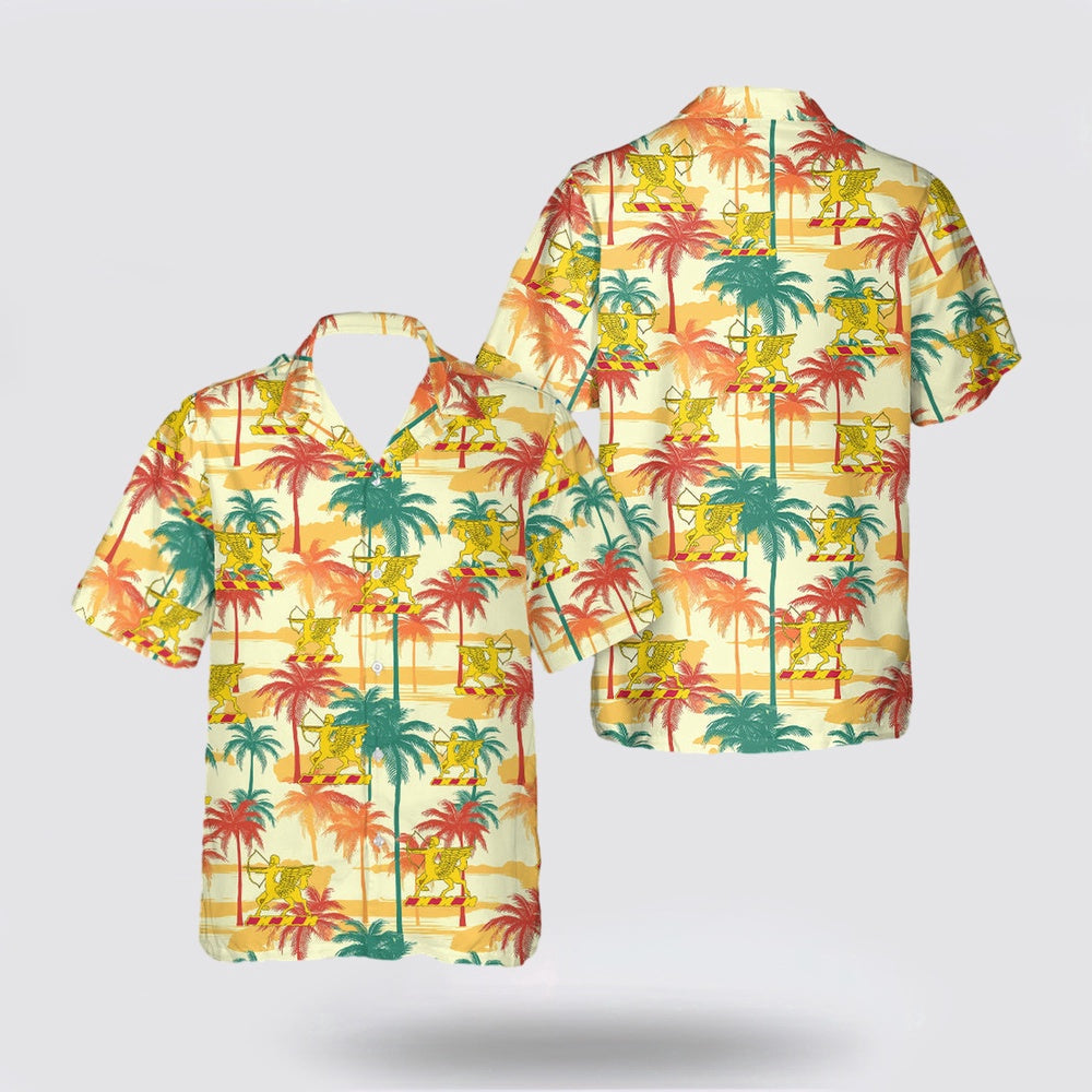 Army Hawaiian Shirt, US Army 6th Field Artillery Regiment Unit Crest Hawaiian Shirt, Military Hawaiian Shirt