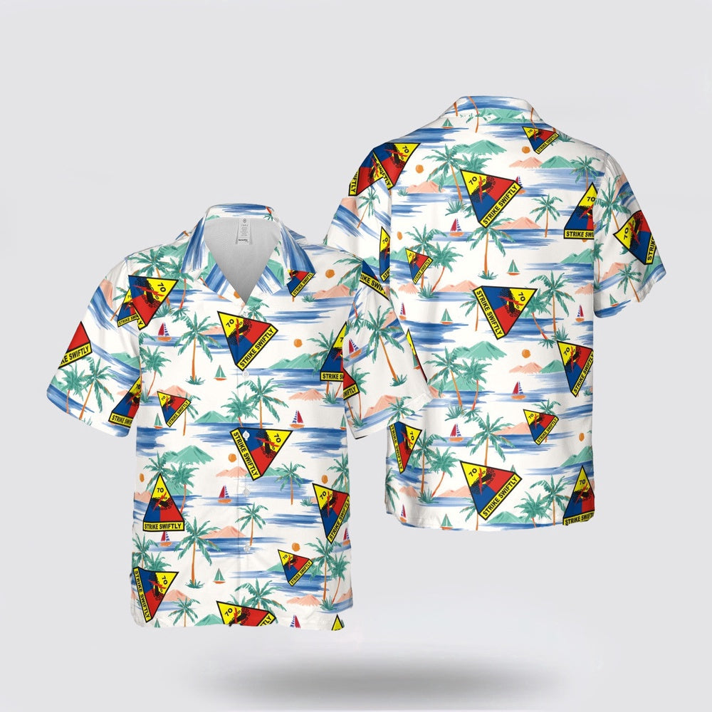 Army Hawaiian Shirt, US Army 70th Tank Battalion Hawaiian Shirt, Military Hawaiian Shirt