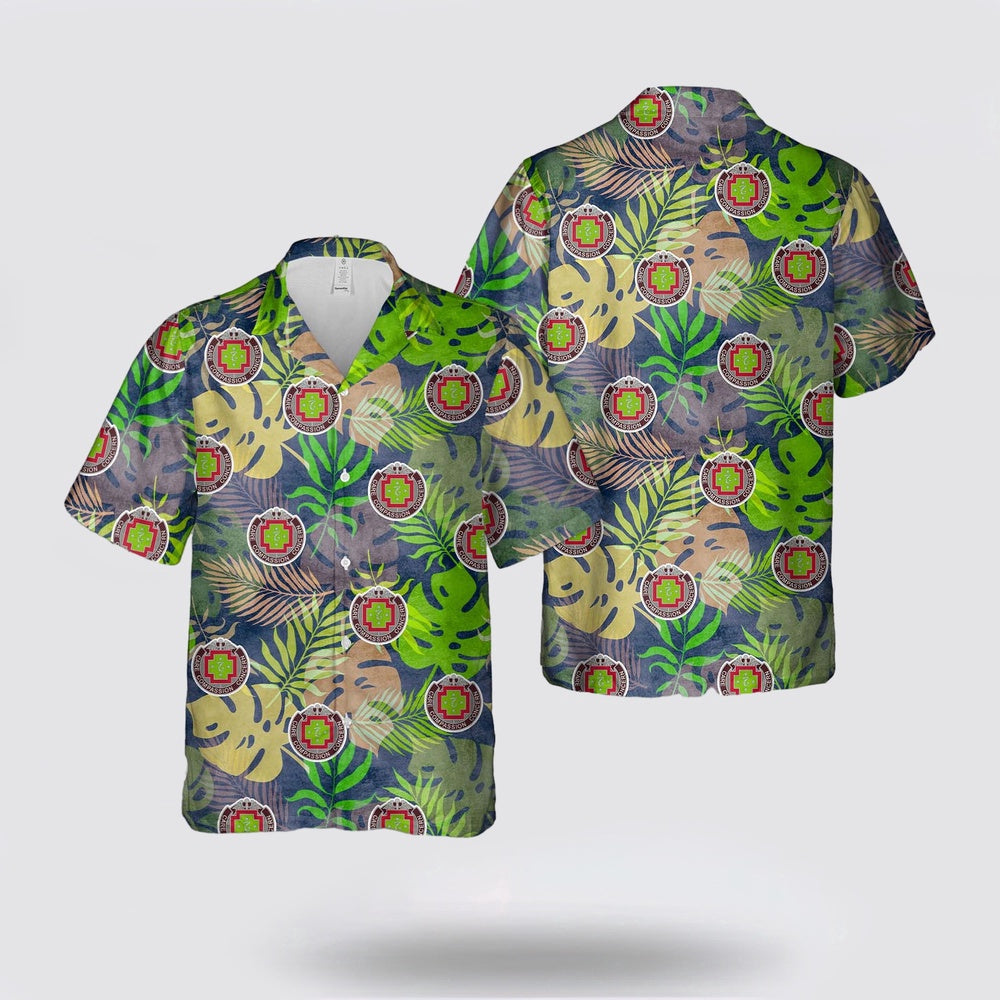 Army Hawaiian Shirt, US Army 7th Field Hospital Hawaiian Shirt, Military Hawaiian Shirt