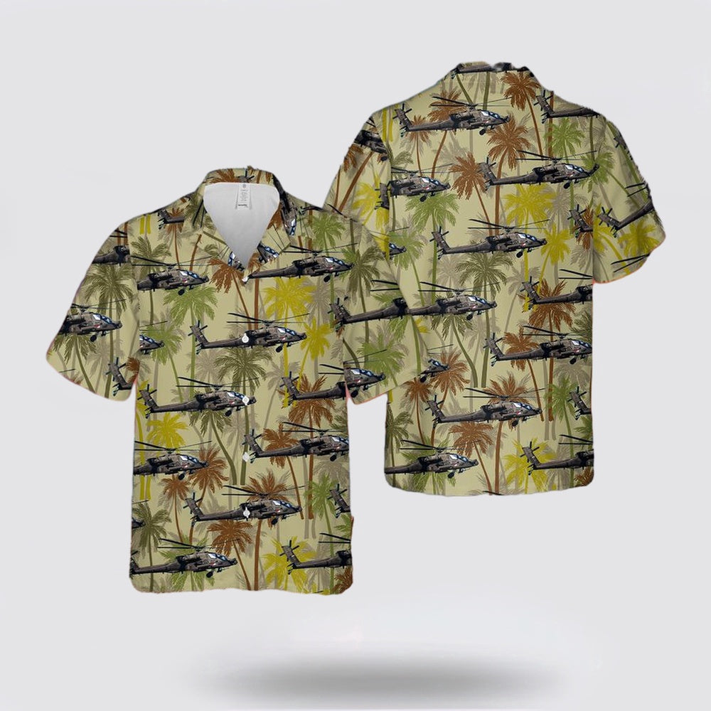 Army Hawaiian Shirt, US Army 82nd Airborne Division 17th Cavalry Regiment AH-64D Apache Hawaiian Shirt