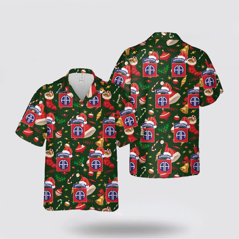 Army Hawaiian Shirt, US Army 82nd Airborne Division Christmas Hawaiian Shirt