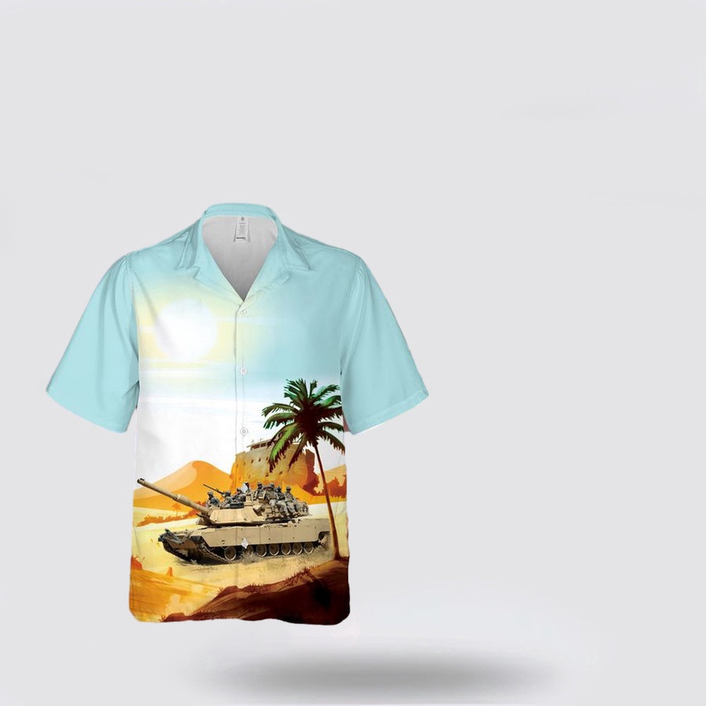 Army Hawaiian Shirt, US Army 82nd Airborne Paratroopers Ride An M1 Abrams Tank Hawaiian Shirt