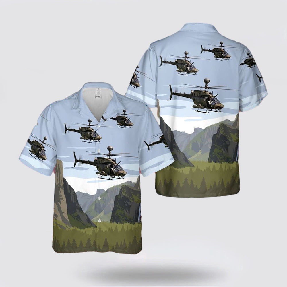 Army Hawaiian Shirt, US Army 82nd airborne Oh-58D Kiowa Warrior Hawaiian Shirt