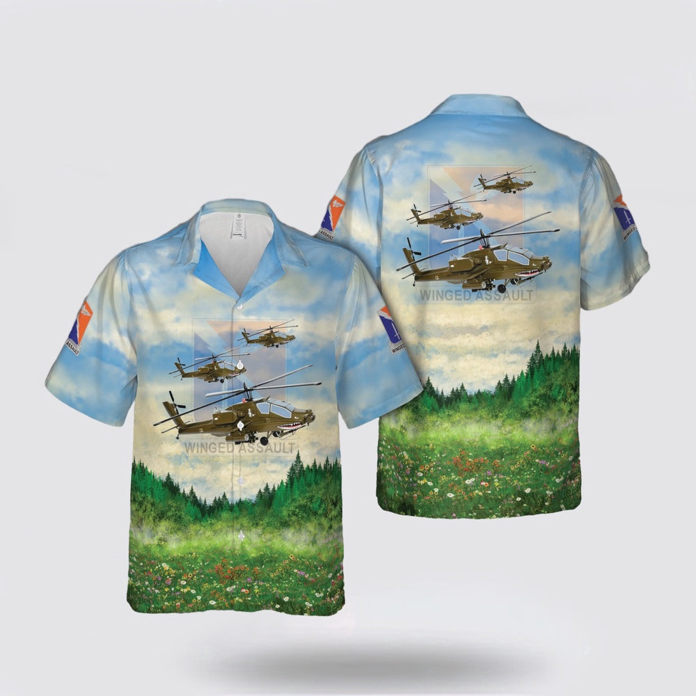 Army Hawaiian Shirt, US Army 8th Battalion, 229th Aviation Regiment AH-64D Hawaiian Shirt, Military Hawaiian Shirt
