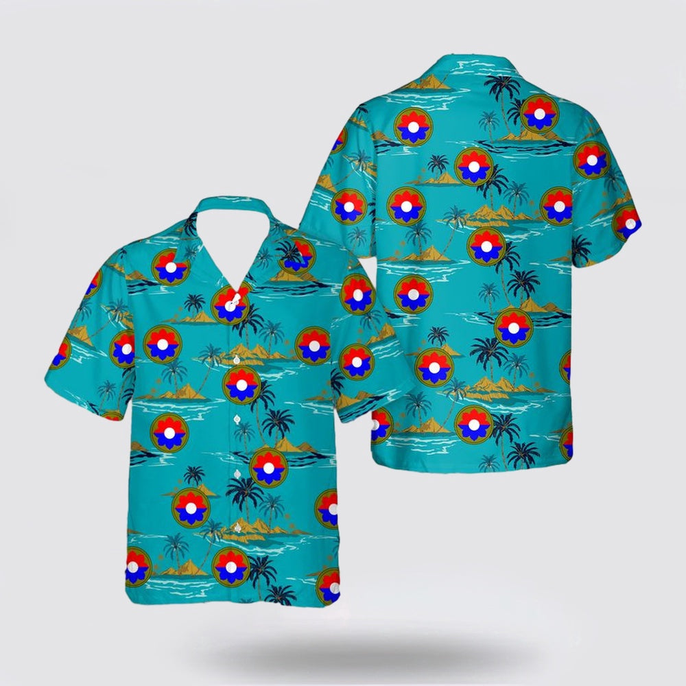 Army Hawaiian Shirt, US Army 9th Infantry Division Hawaiian Shirt, Military Hawaiian Shirt