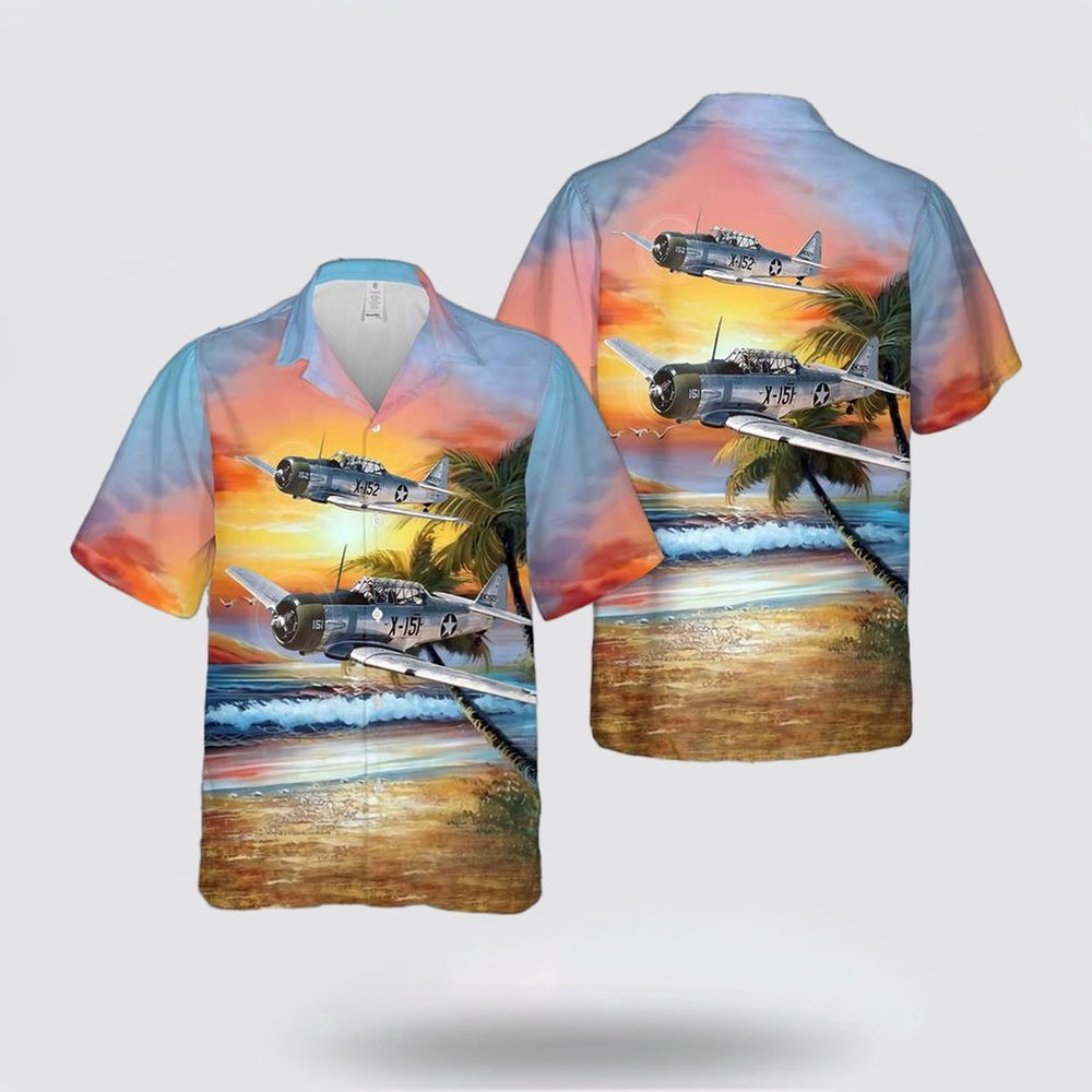 Army Hawaiian Shirt, US Army Air Forces North American AT-6C-NT Texan Hawaiian Shirt, Military Hawaiian Shirt