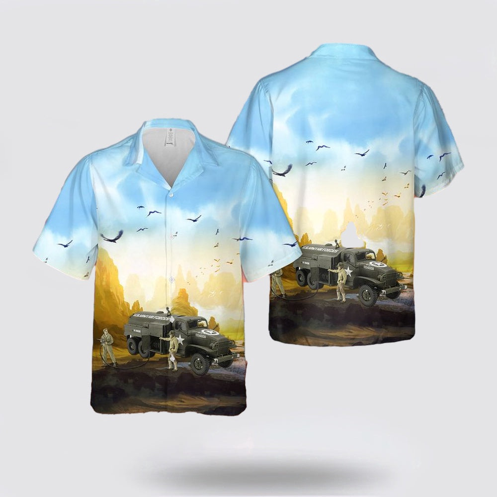 Army Hawaiian Shirt, US Army Airfield Fuel Truck Hawaiian Shirt, Military Hawaiian Shirt